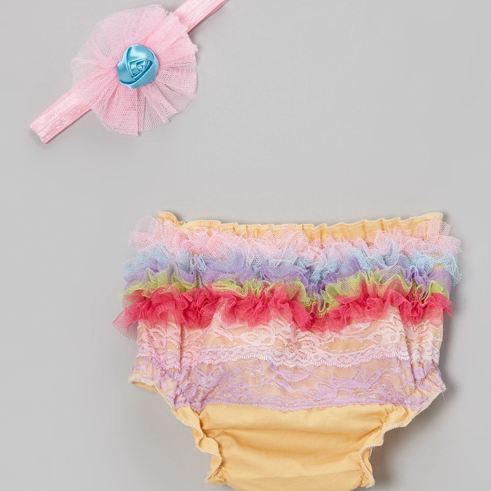 Pink and Yellow Ruffled Diaper Covers
